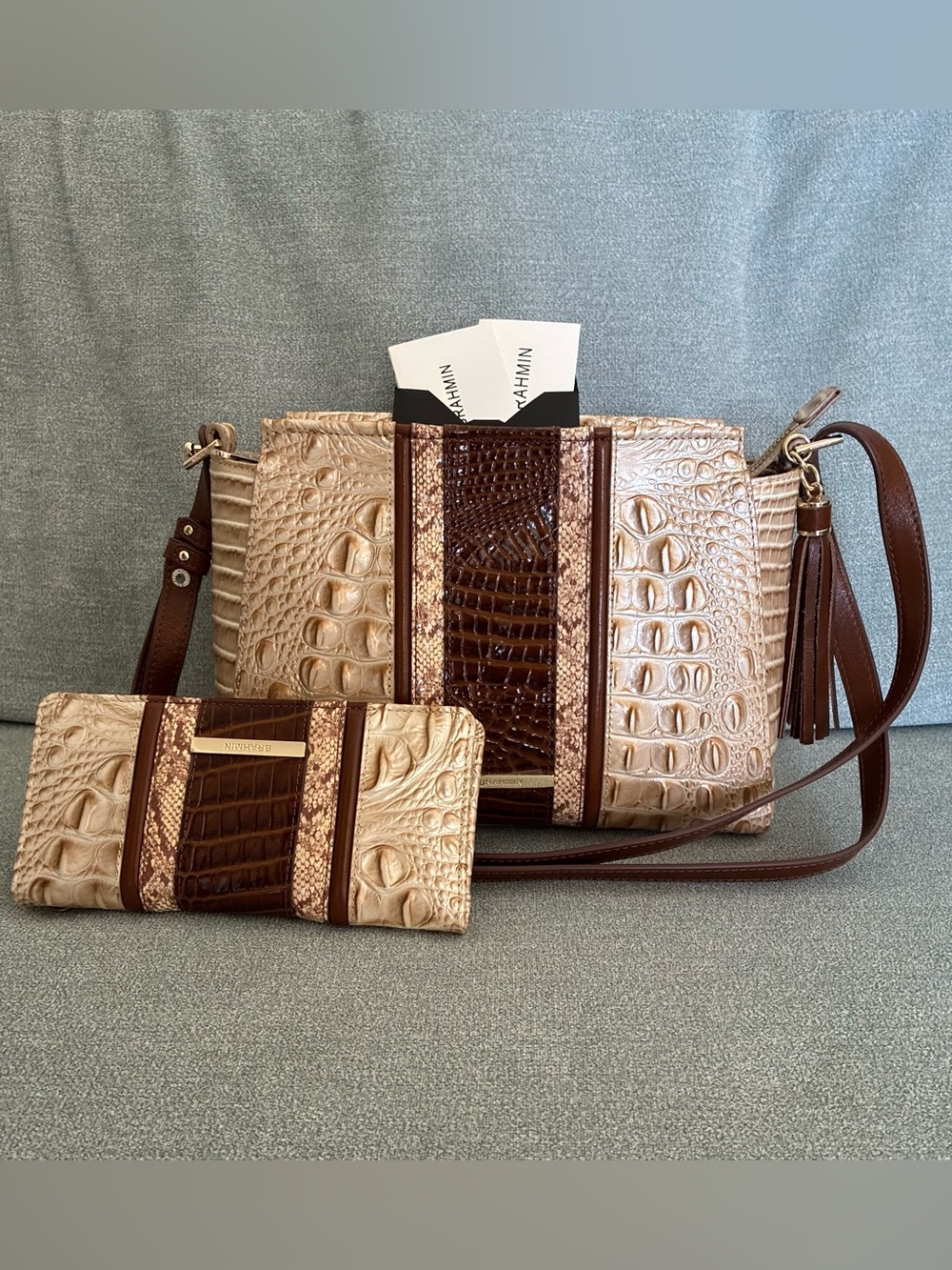 Brahmin Contour Ambrose Hillary Croc-Embossed Leather Crossbody Bag and Wallet